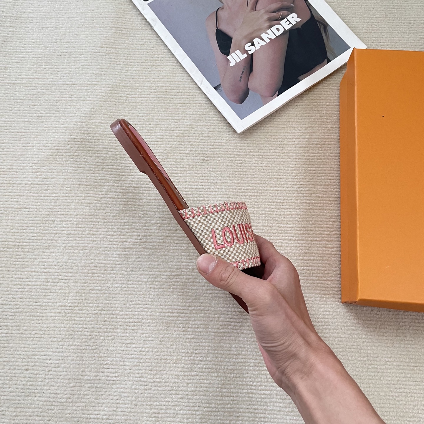 LV embroidered flat slippers