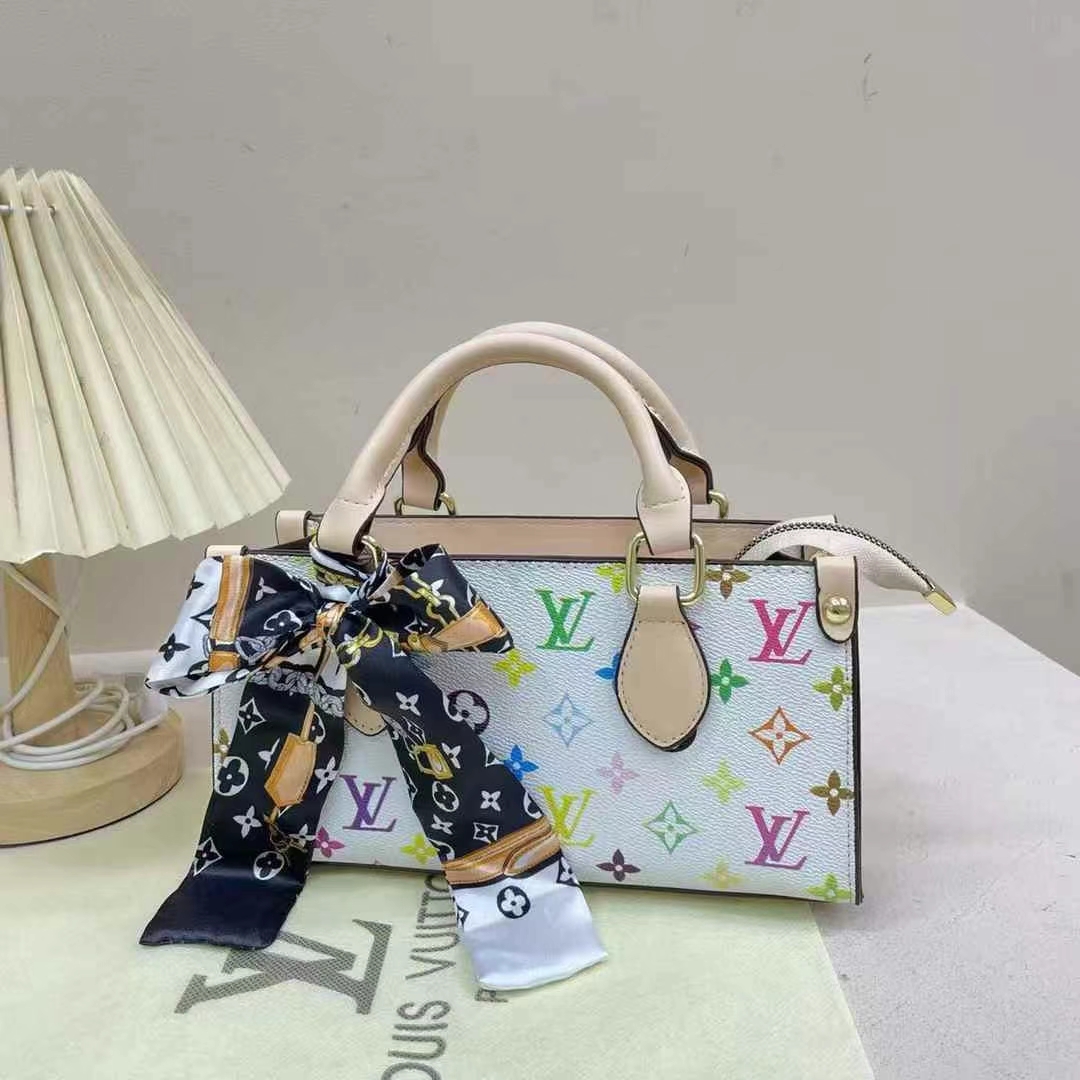 LV white three-color portable shoulder bag