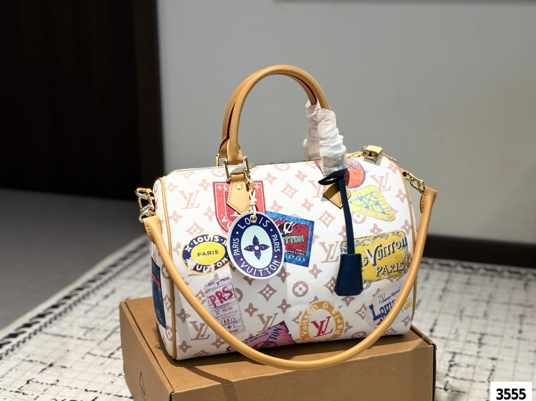 LV Speedy Spring Limited Edition graffiti pillow bag