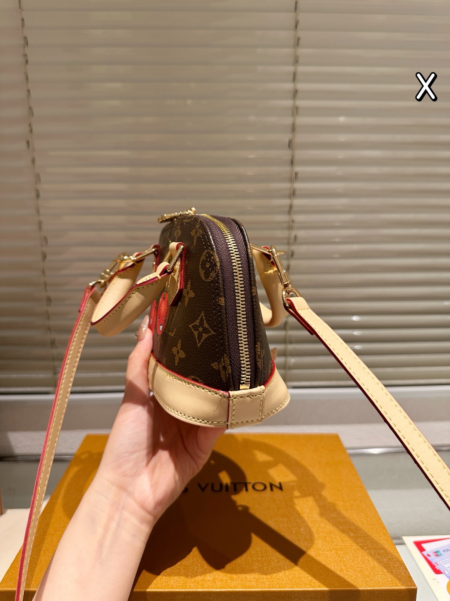 Lv alma bb Cherry printed shell bag