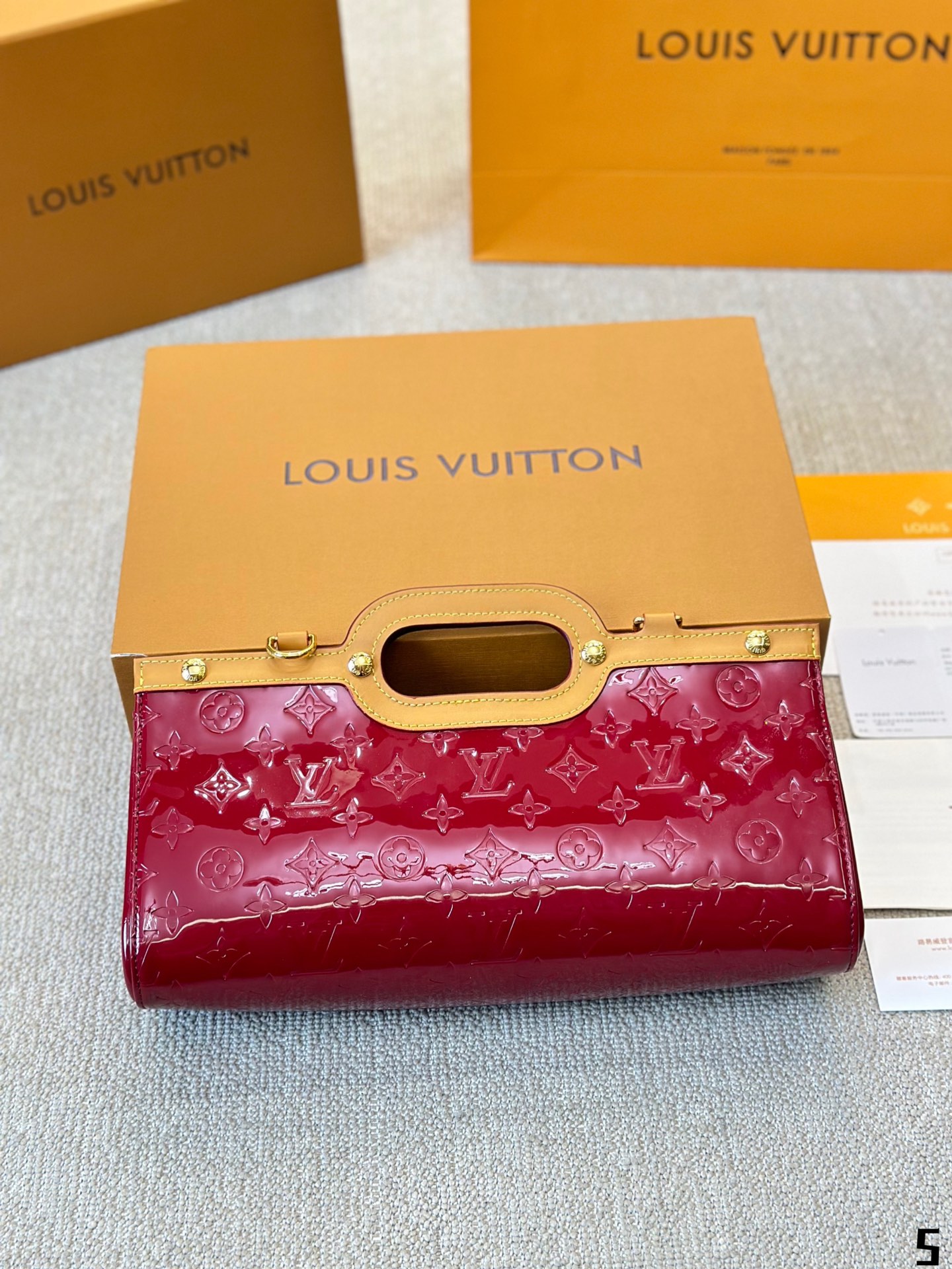 LV patent leather tote handbag