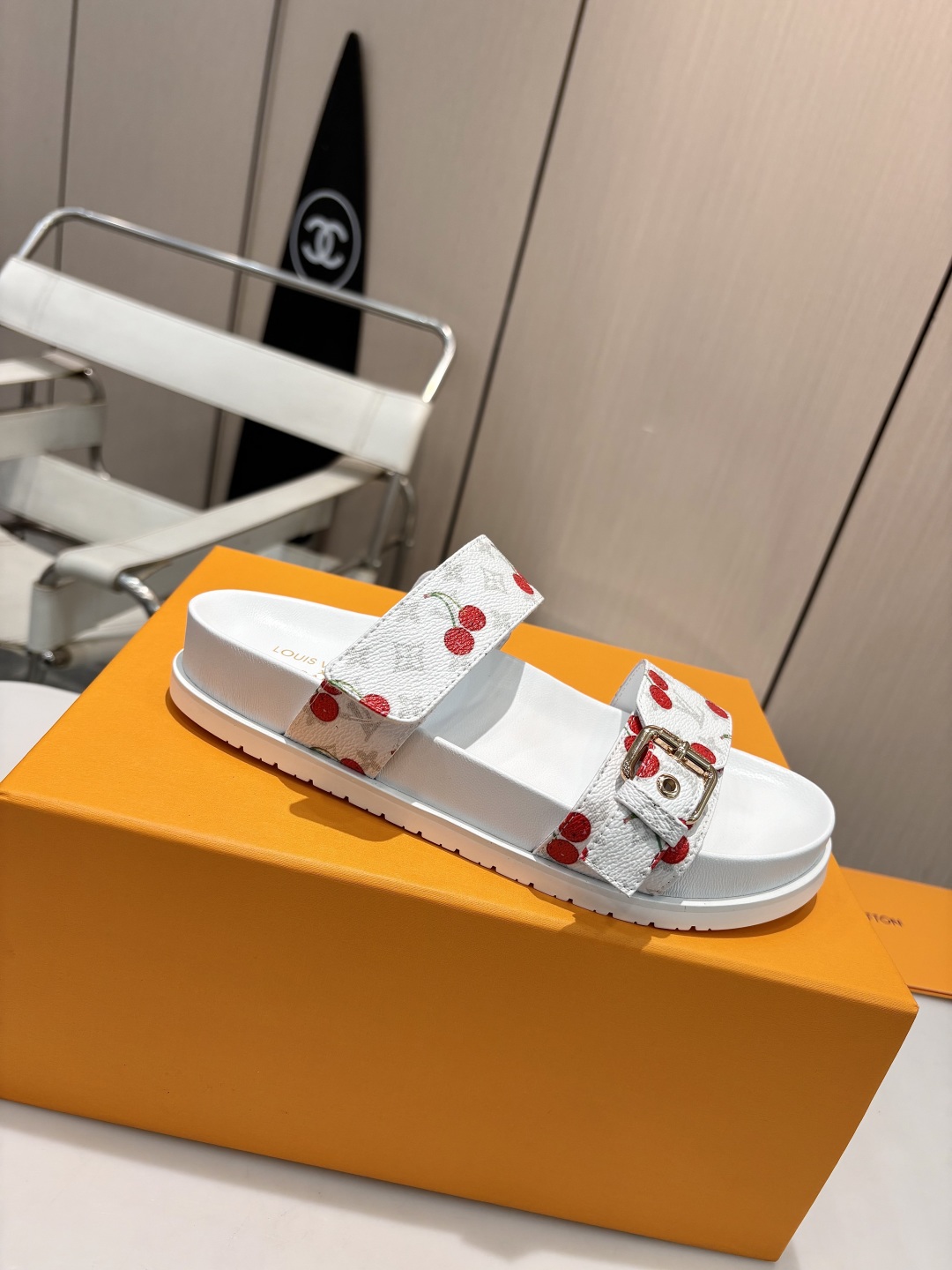 LV cherry slippers