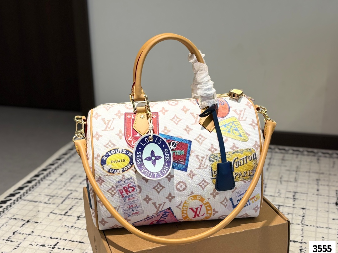 LV Speedy Spring Limited Edition graffiti pillow bag