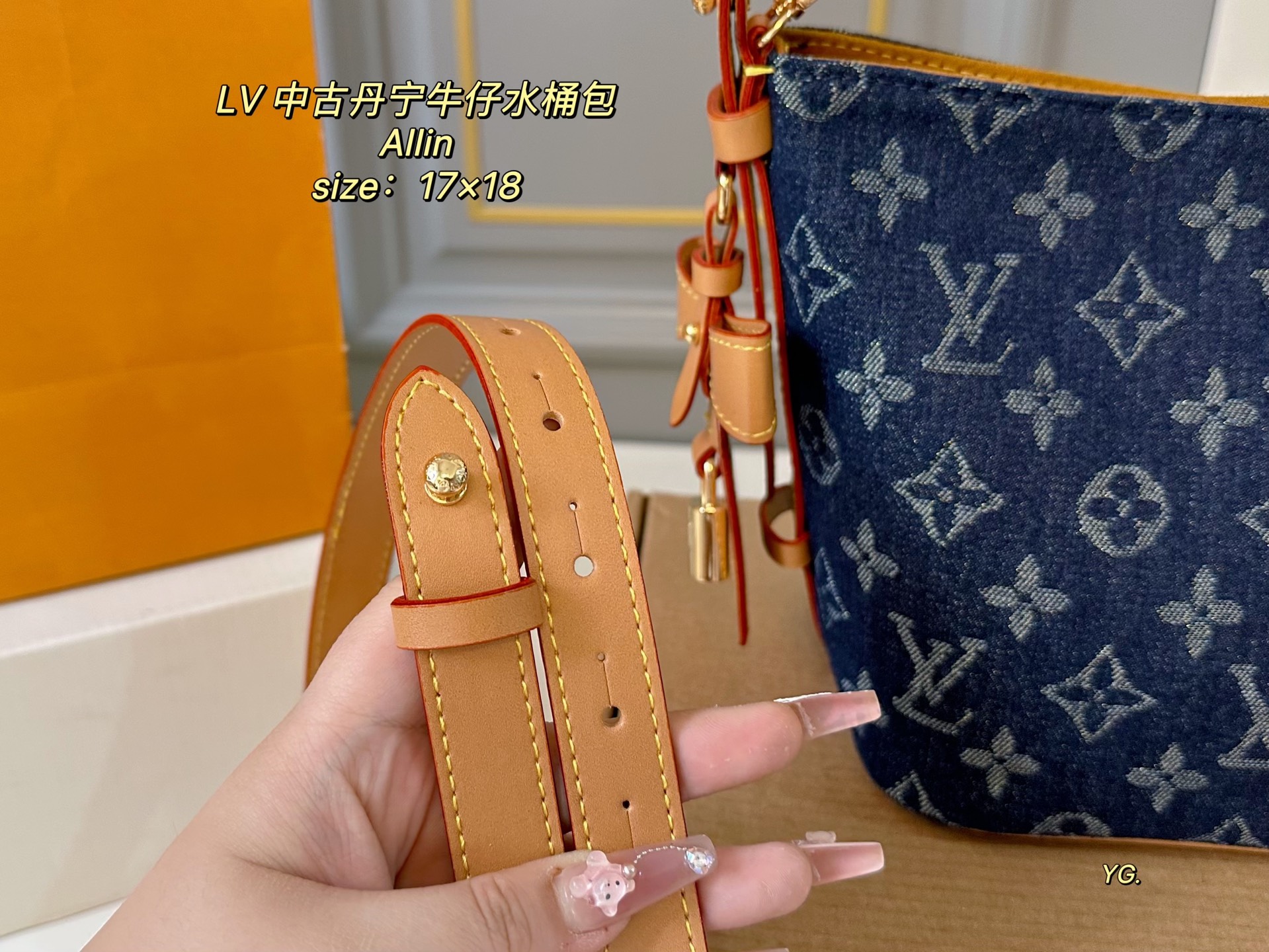 Louis Vuitton 25Allinbb Denim Denim Bucket Bag