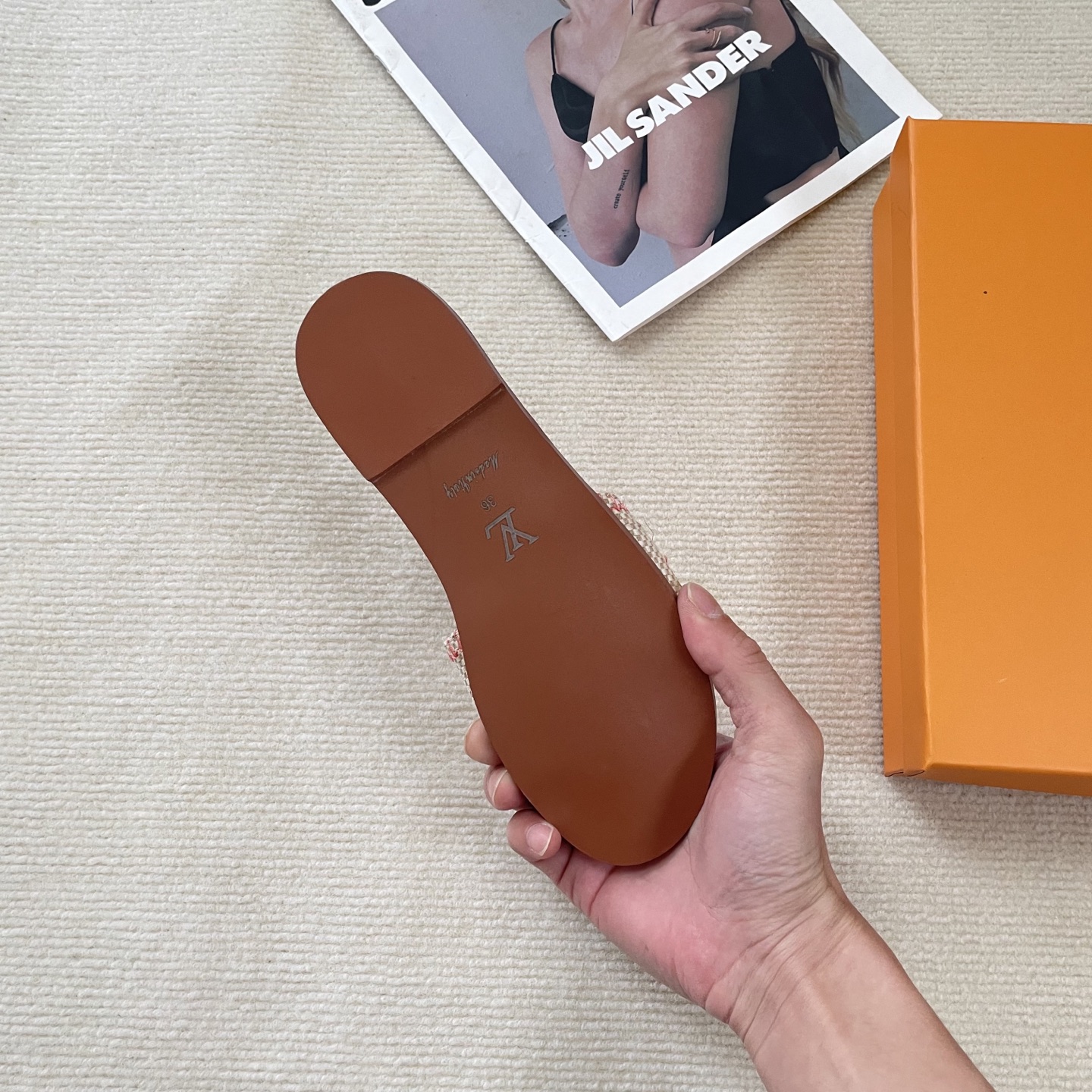 LV embroidered flat slippers