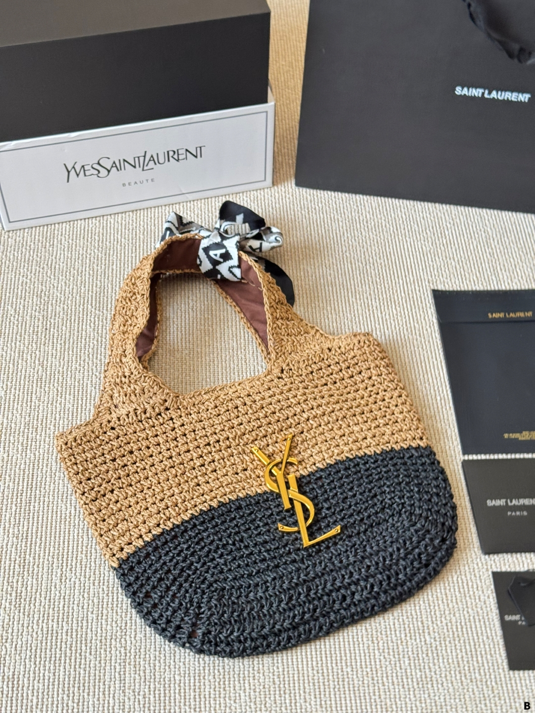 YSL woven tote bag is lightweight and practical