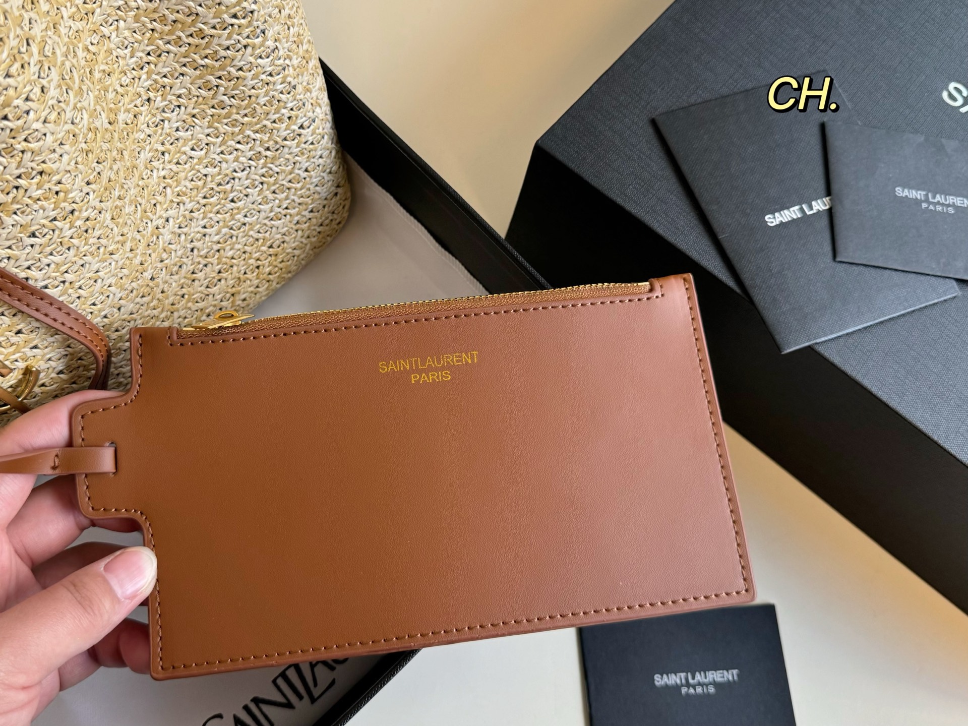 YSL straw woven summer mother's armpit bag