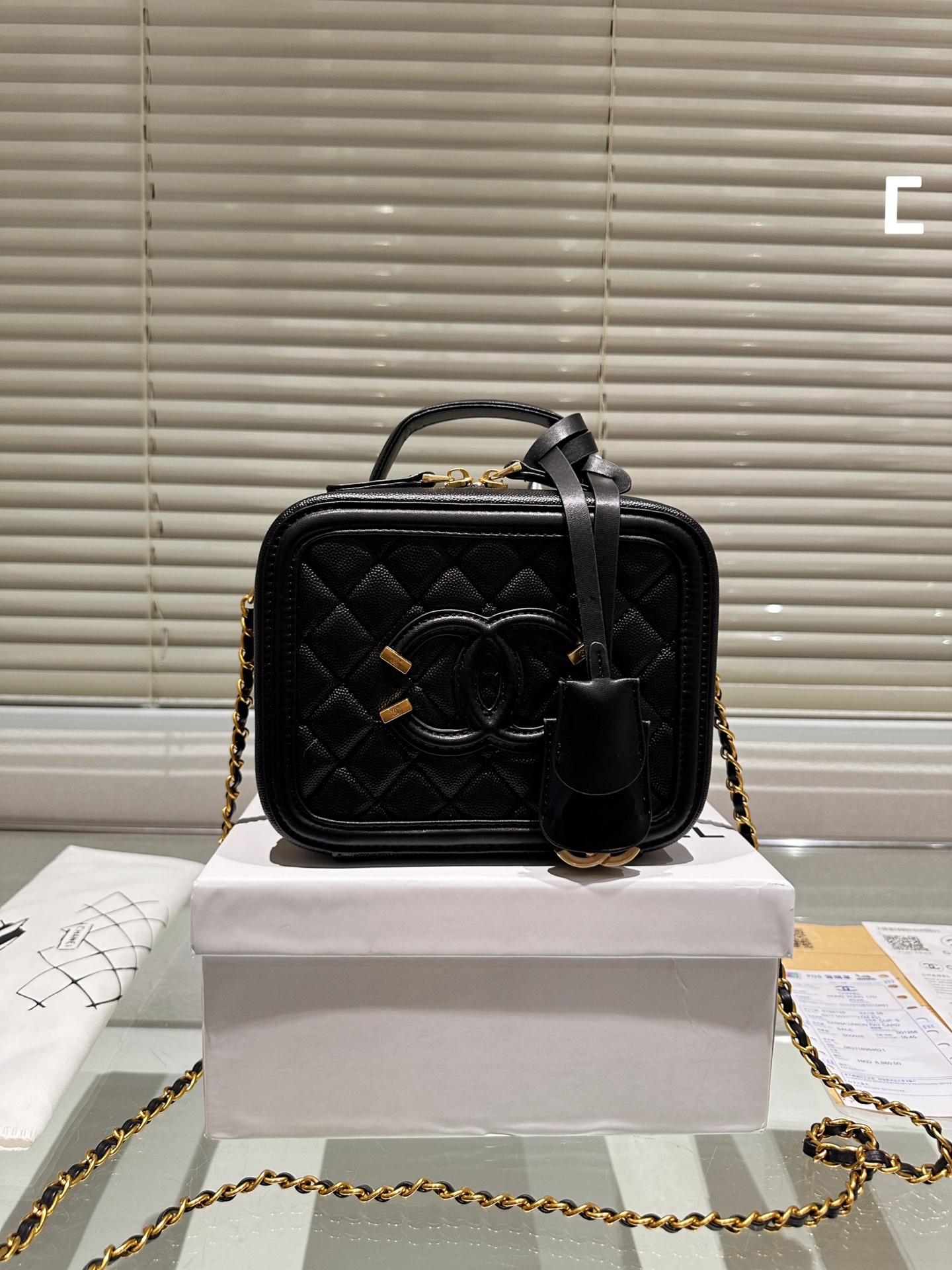Chanel box cosmetic bag