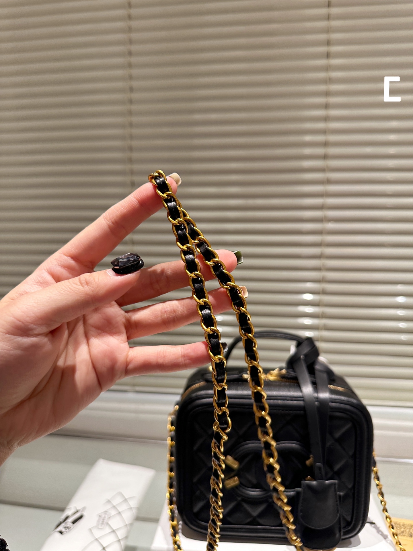 Chanel box cosmetic bag