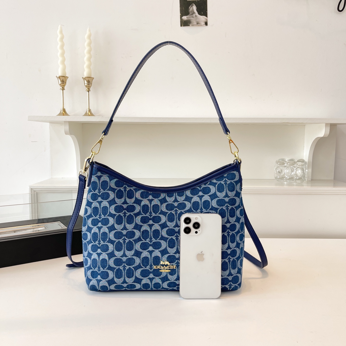 Coach Fabric Shoulder Crossbody Tote Hobo Bag