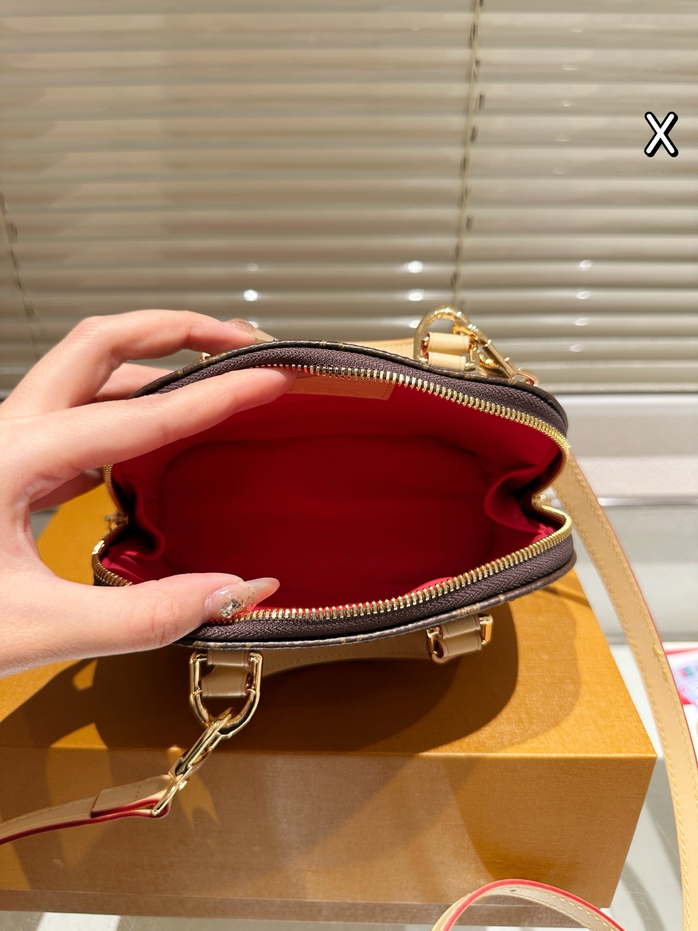 Lv alma bb Cherry printed shell bag