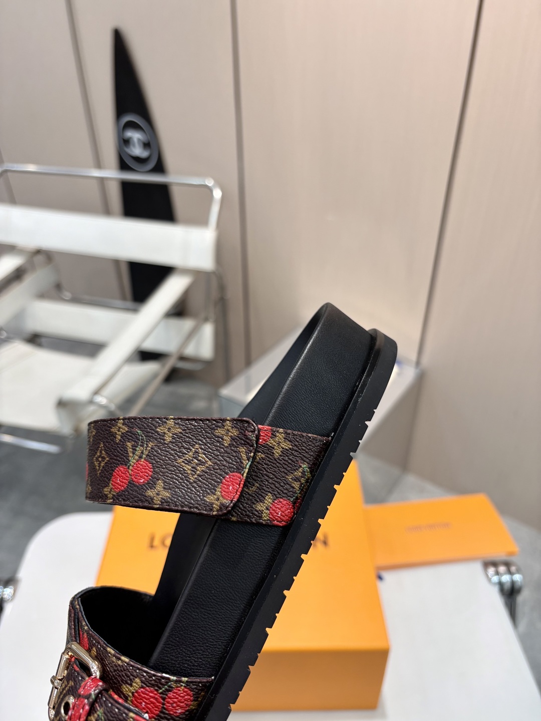 LV cherry slippers