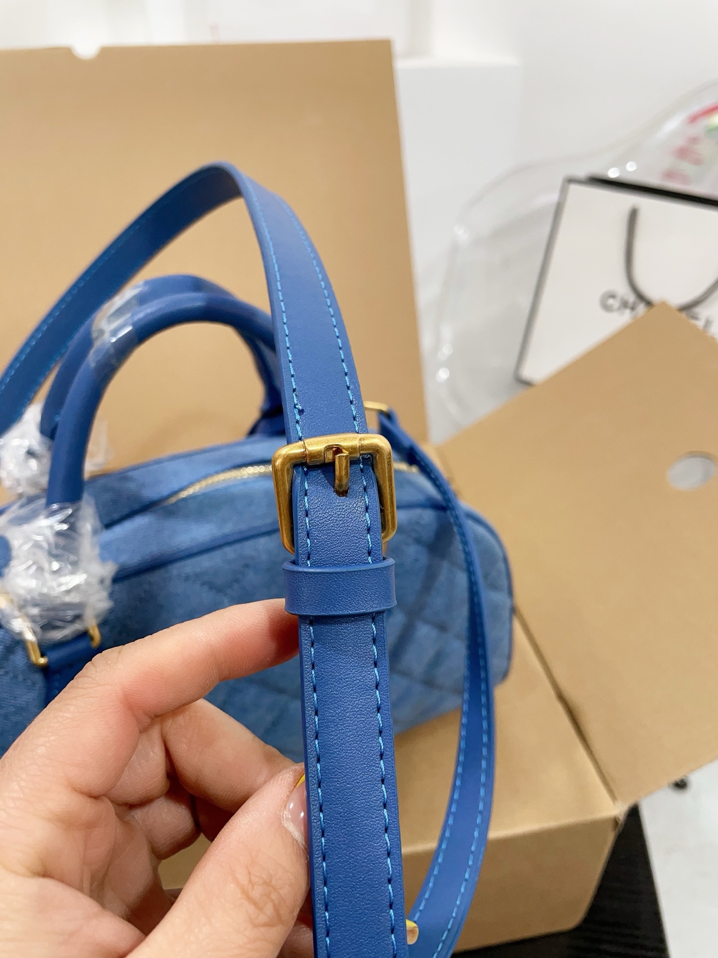 Chanel denim bowling handbag