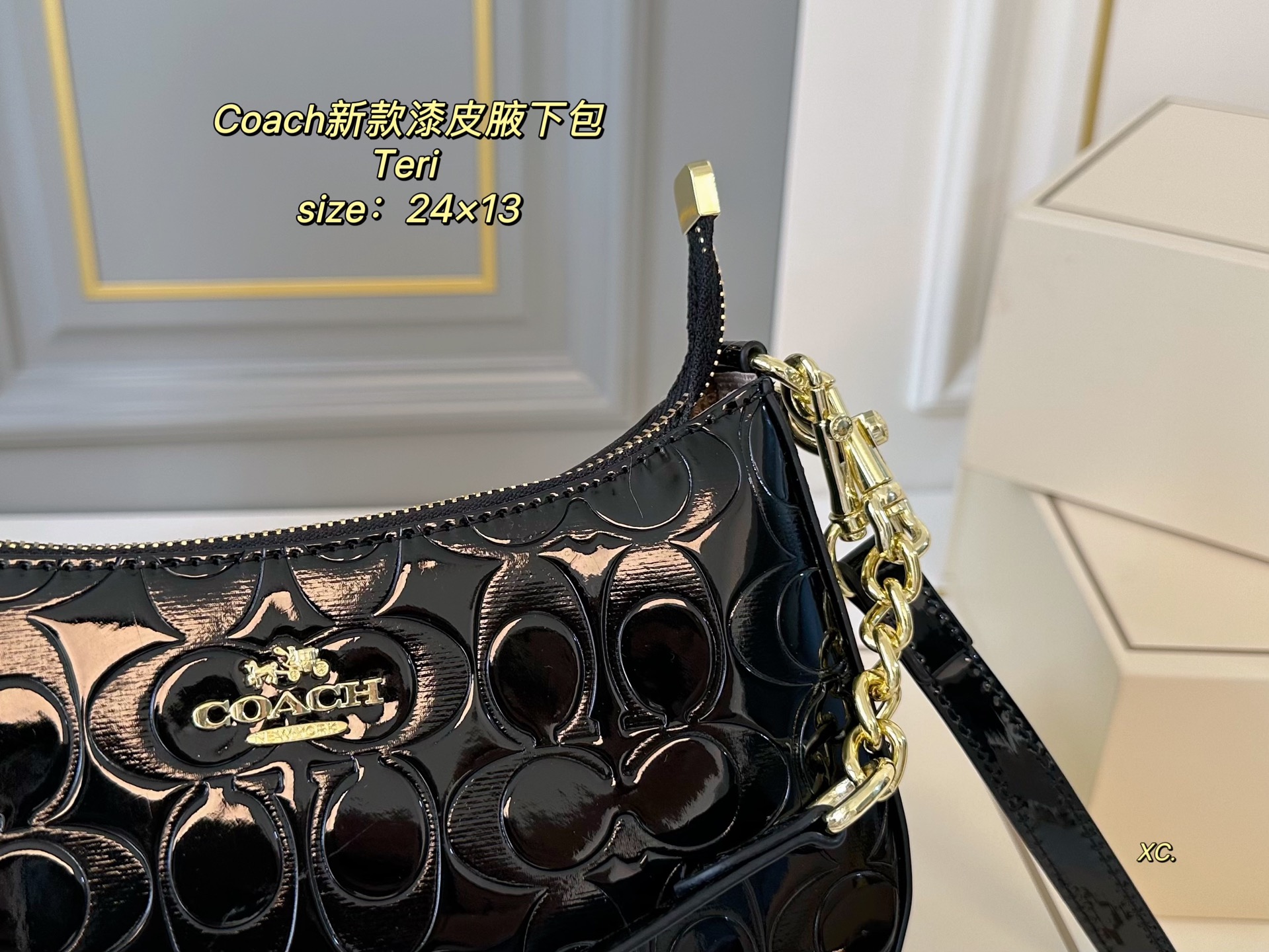 COACH Teri patent leather underarm bag