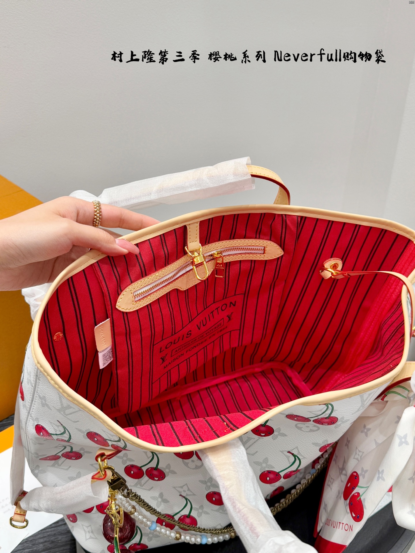 LV Cherry Neverfull shopping bag