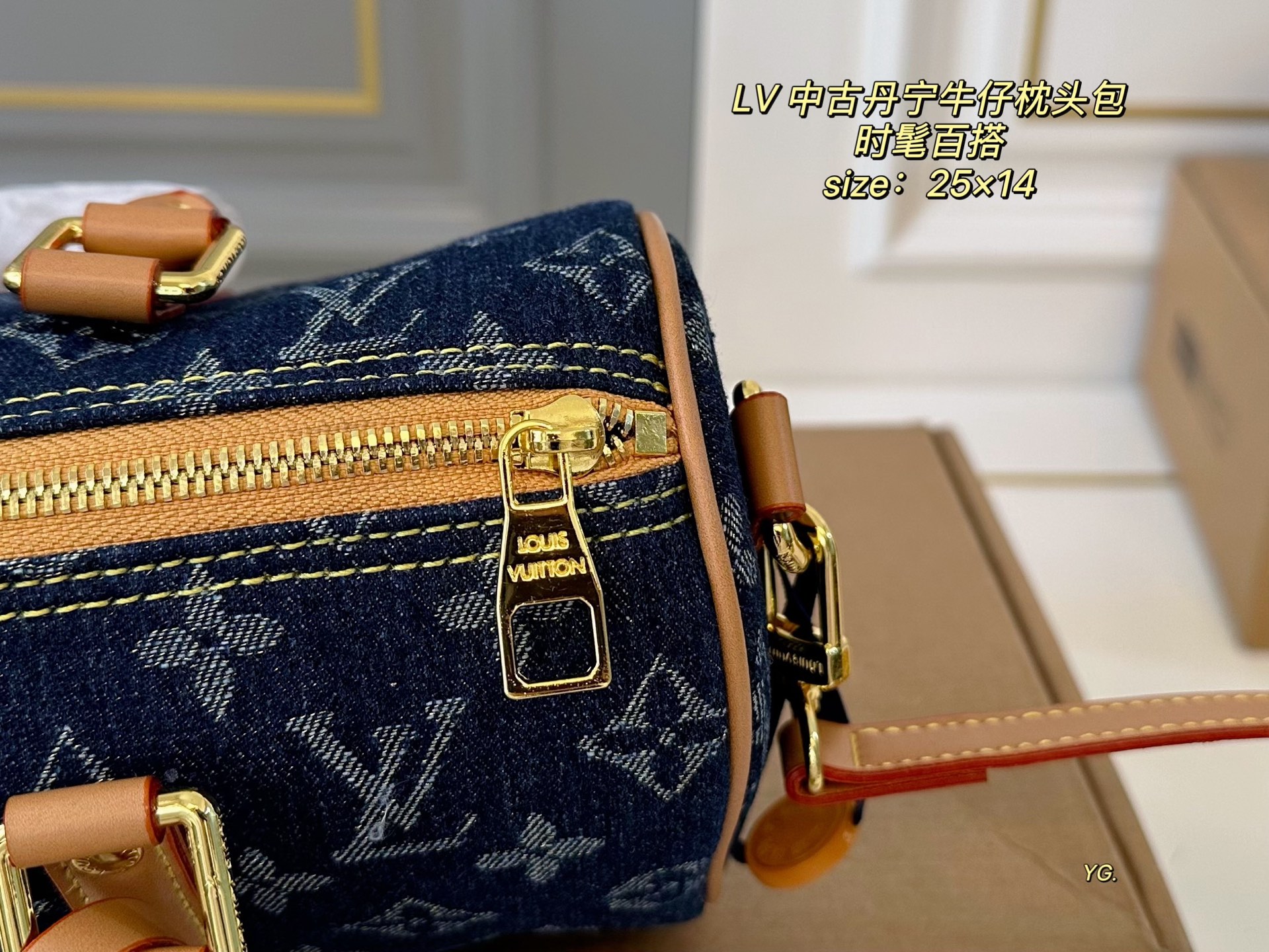 Louis Vuitton speedy denim denim pillow bag