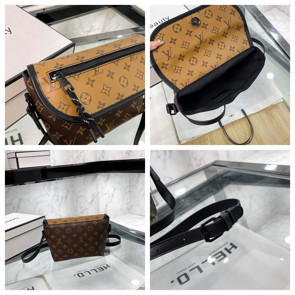 Louis Vuitton flip bag new retro small square bag women's versatile handbag single shoulder men's crossbody bag