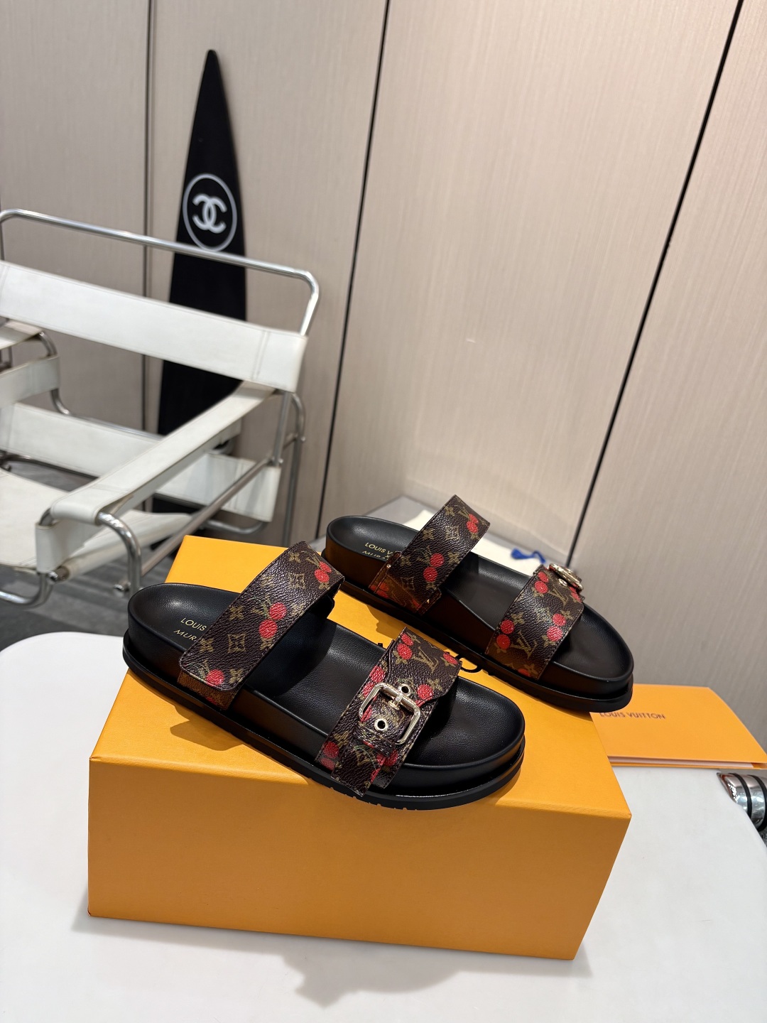 LV cherry slippers