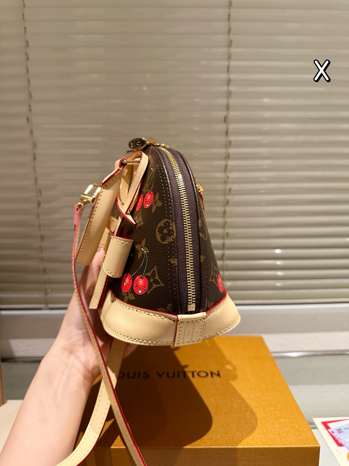 Lv alma bb Cherry printed shell bag