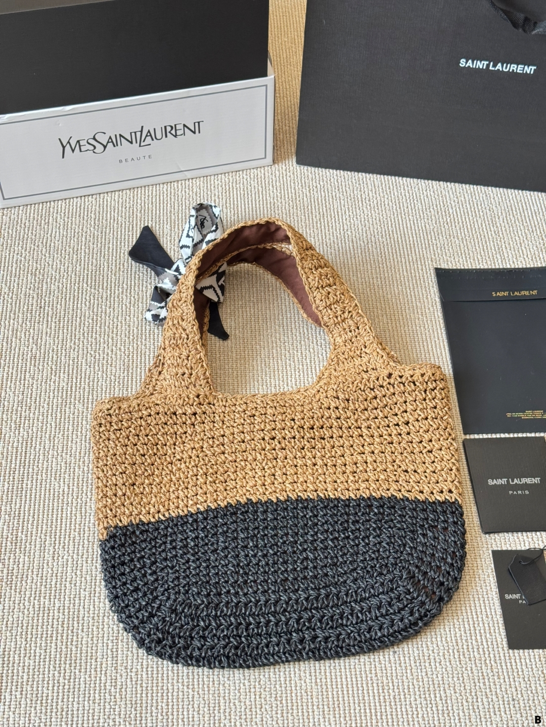 YSL woven tote bag is lightweight and practical