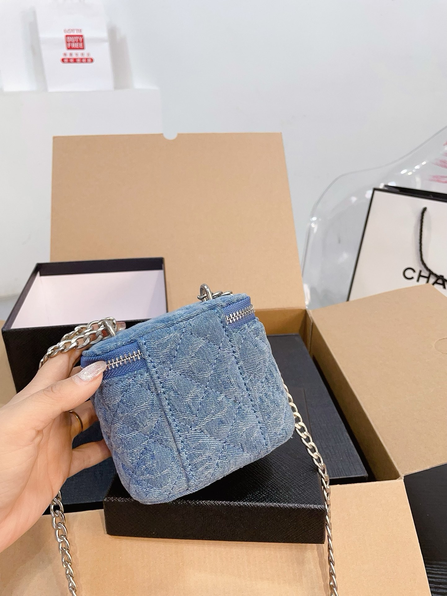 Chanel denim heart ball bag