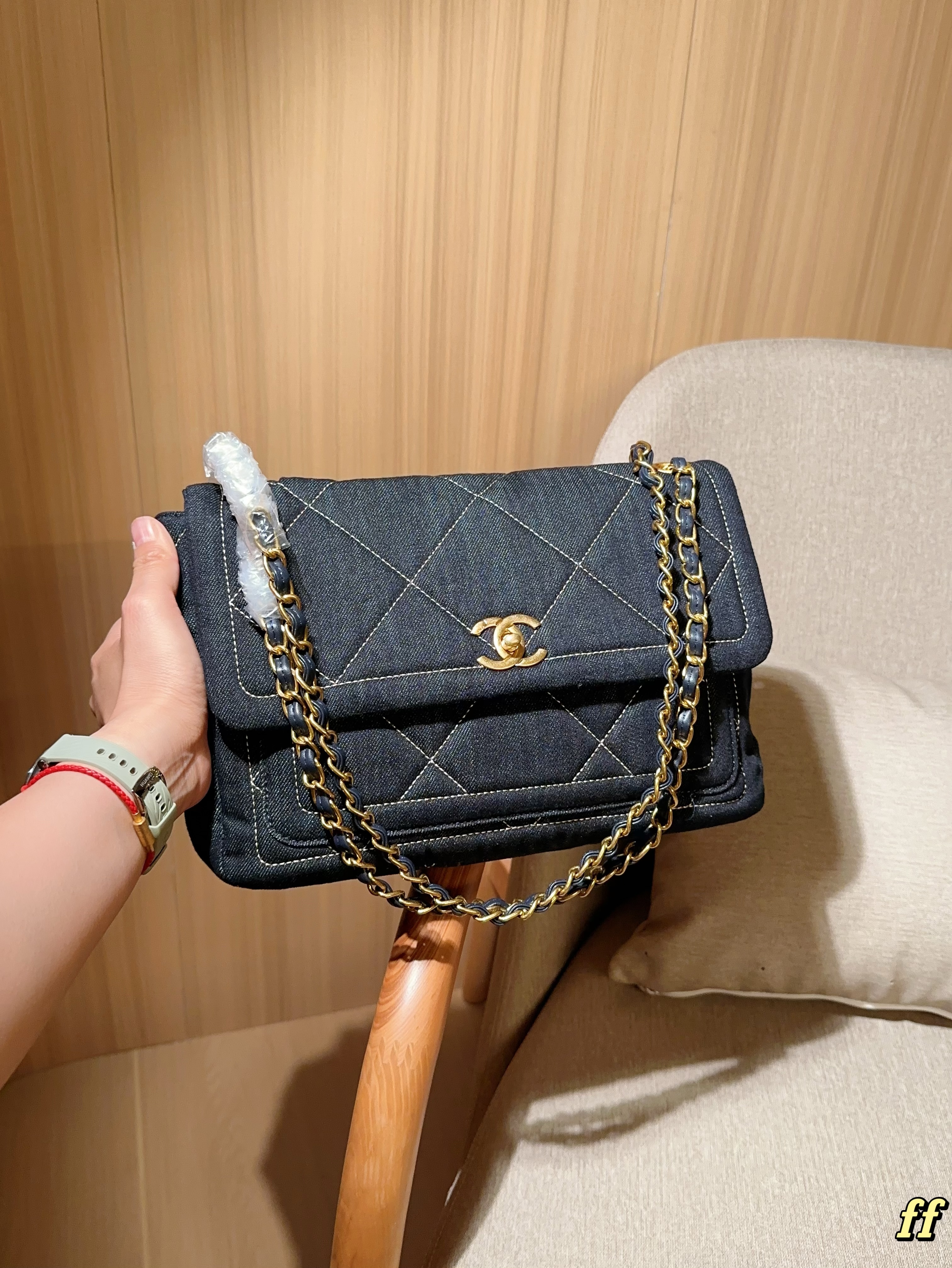 Chanel denim chain bag