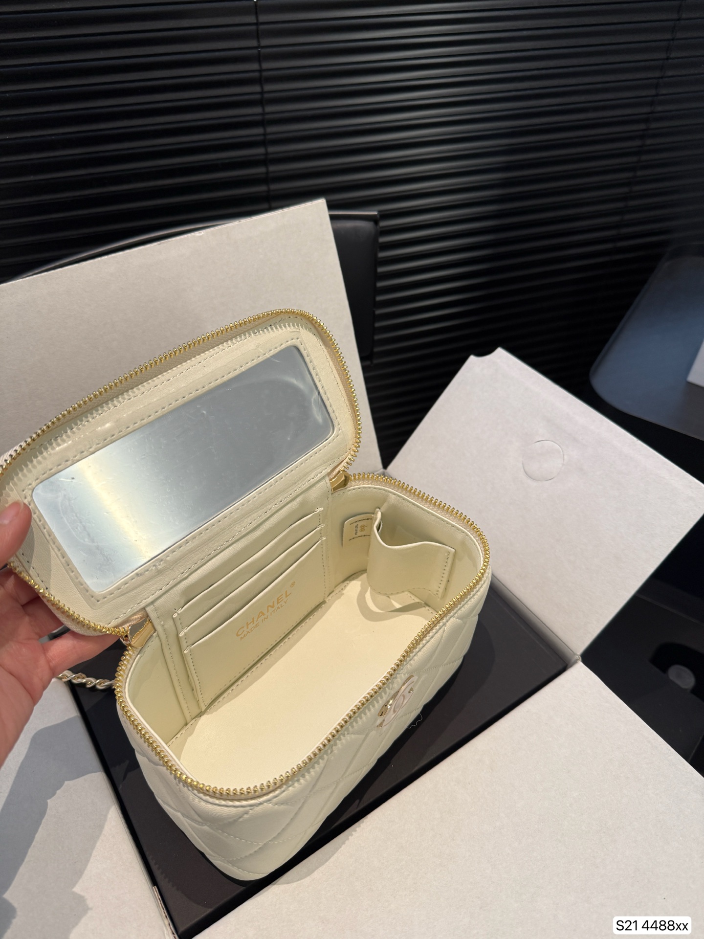 Chanel box cosmetic bag