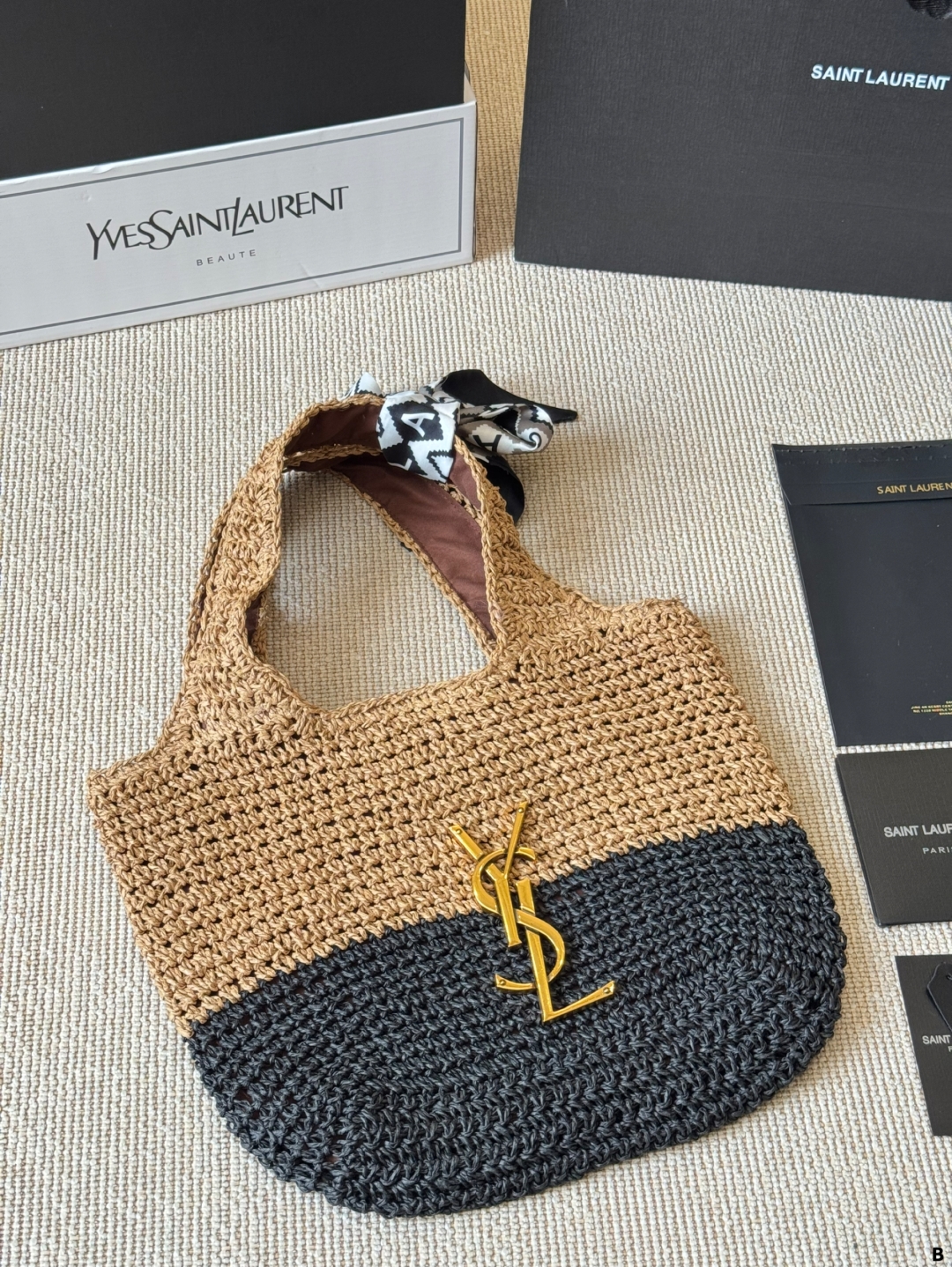 YSL woven tote bag is lightweight and practical