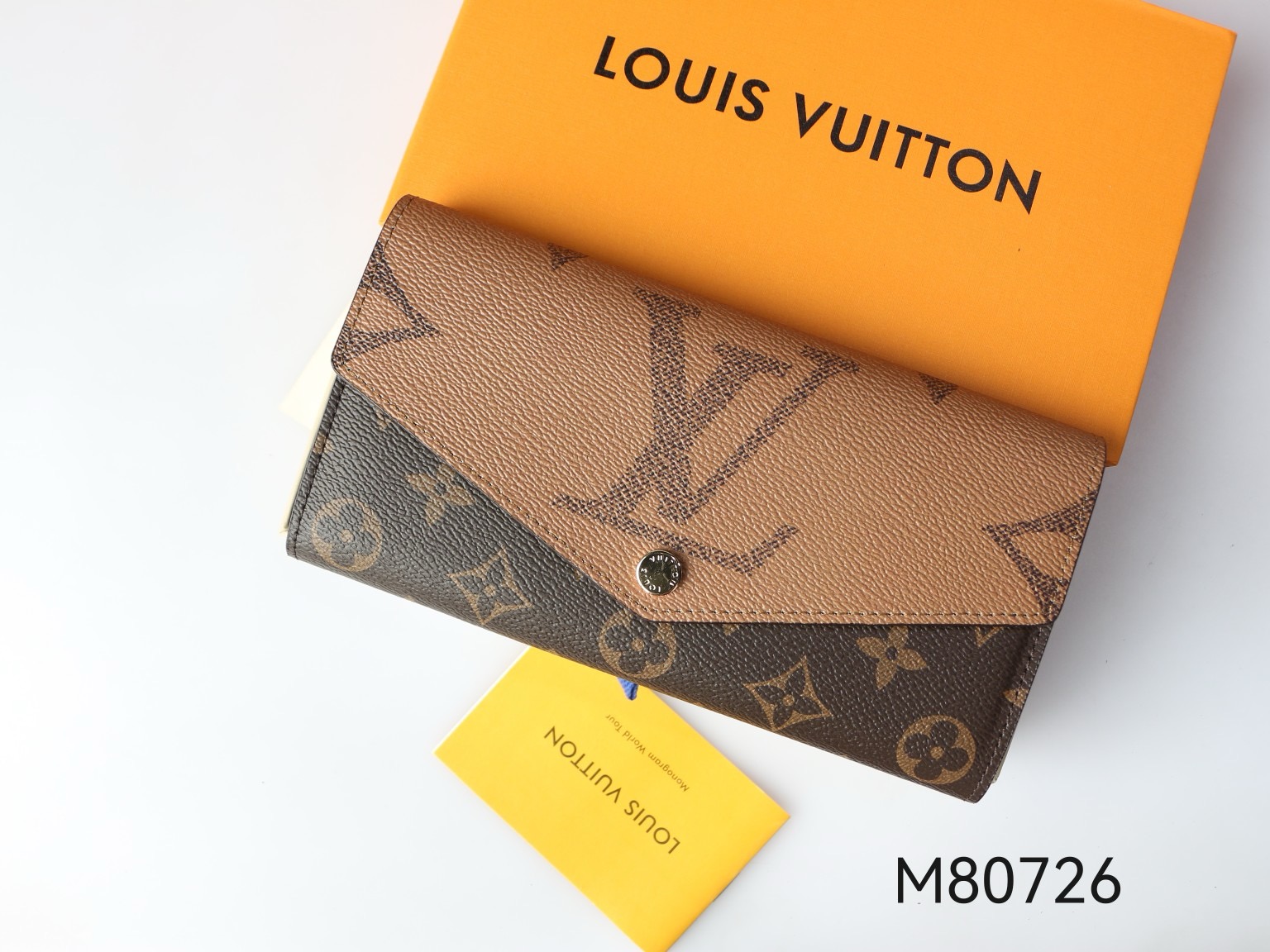 LV wallet square envelope style imprinted snap button