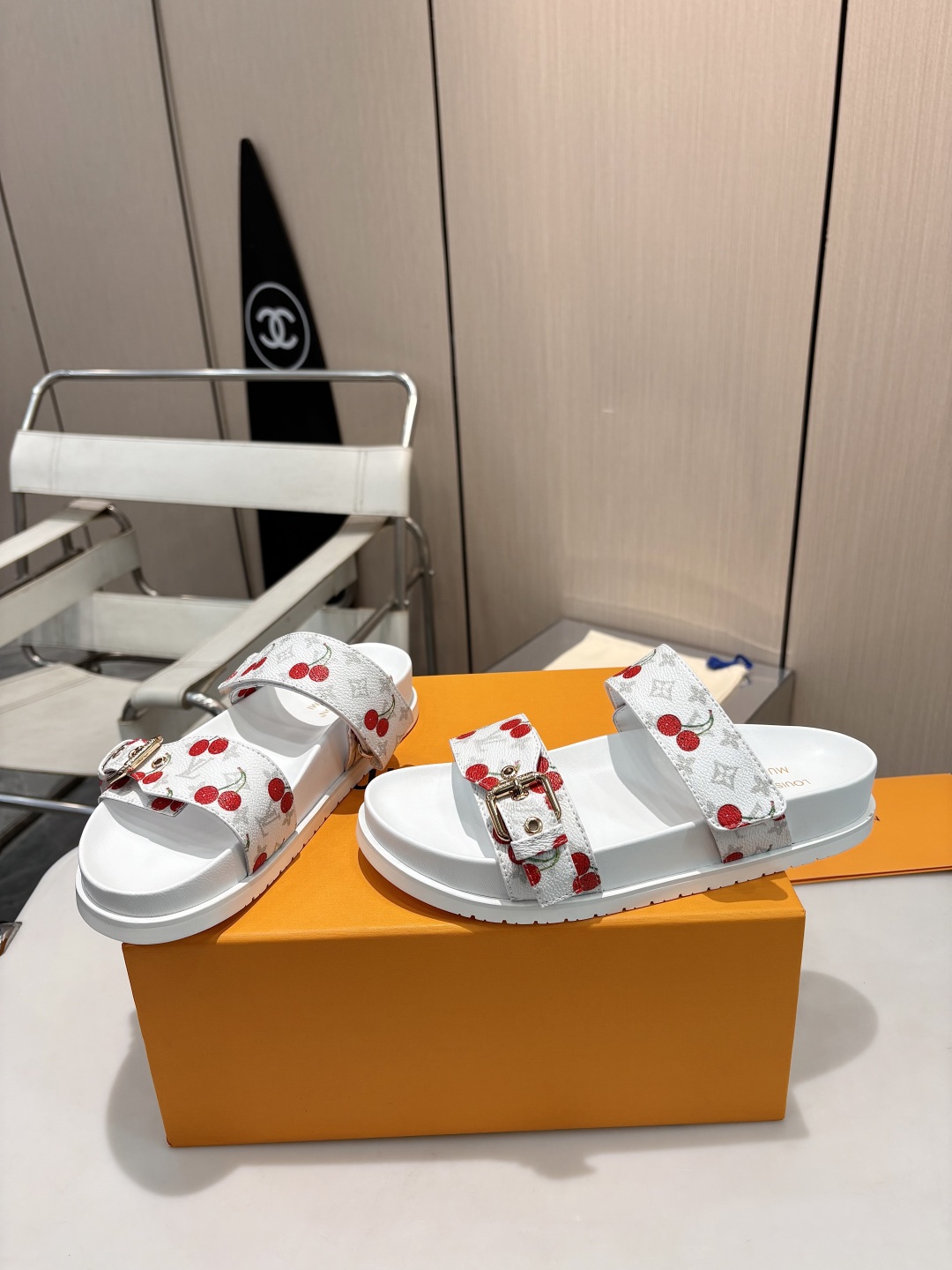 LV cherry slippers