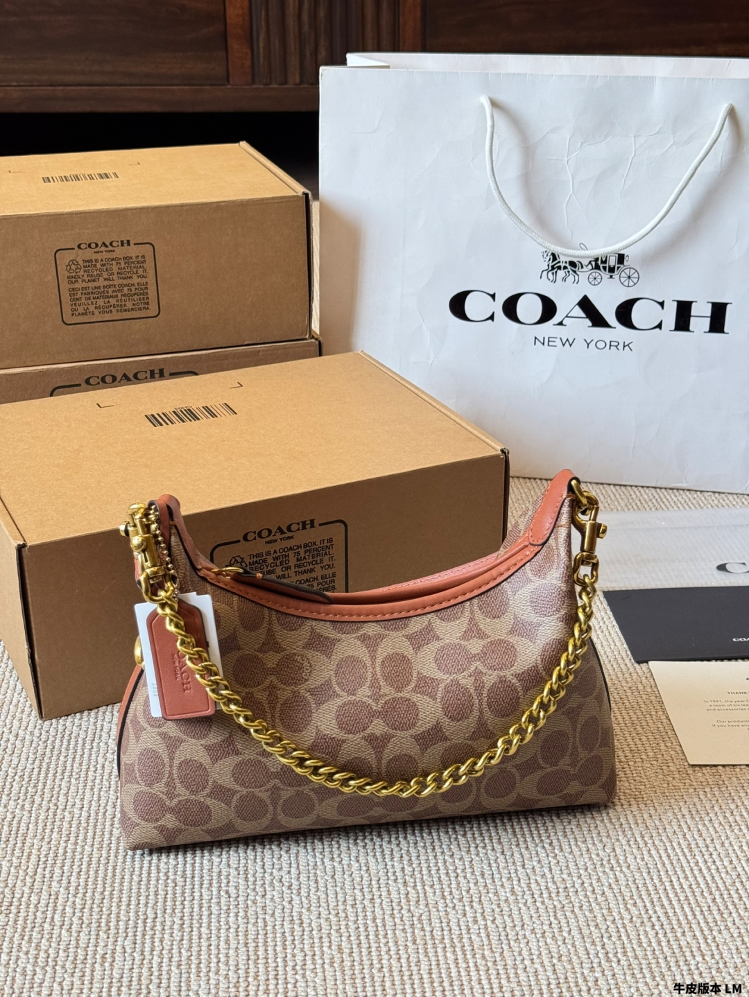 Coach Juliet hobo black waxed leather dumpling bag