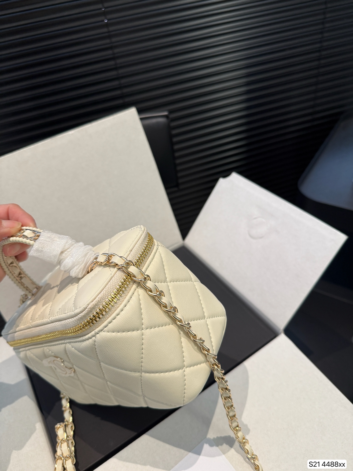 Chanel box cosmetic bag