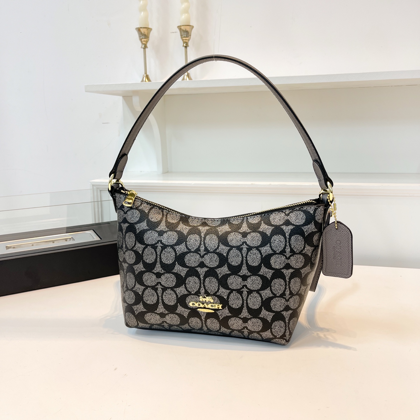 Coach Crescent Underarm Bag Crossbody Handbag Presbyopic Zipper Women's Bag