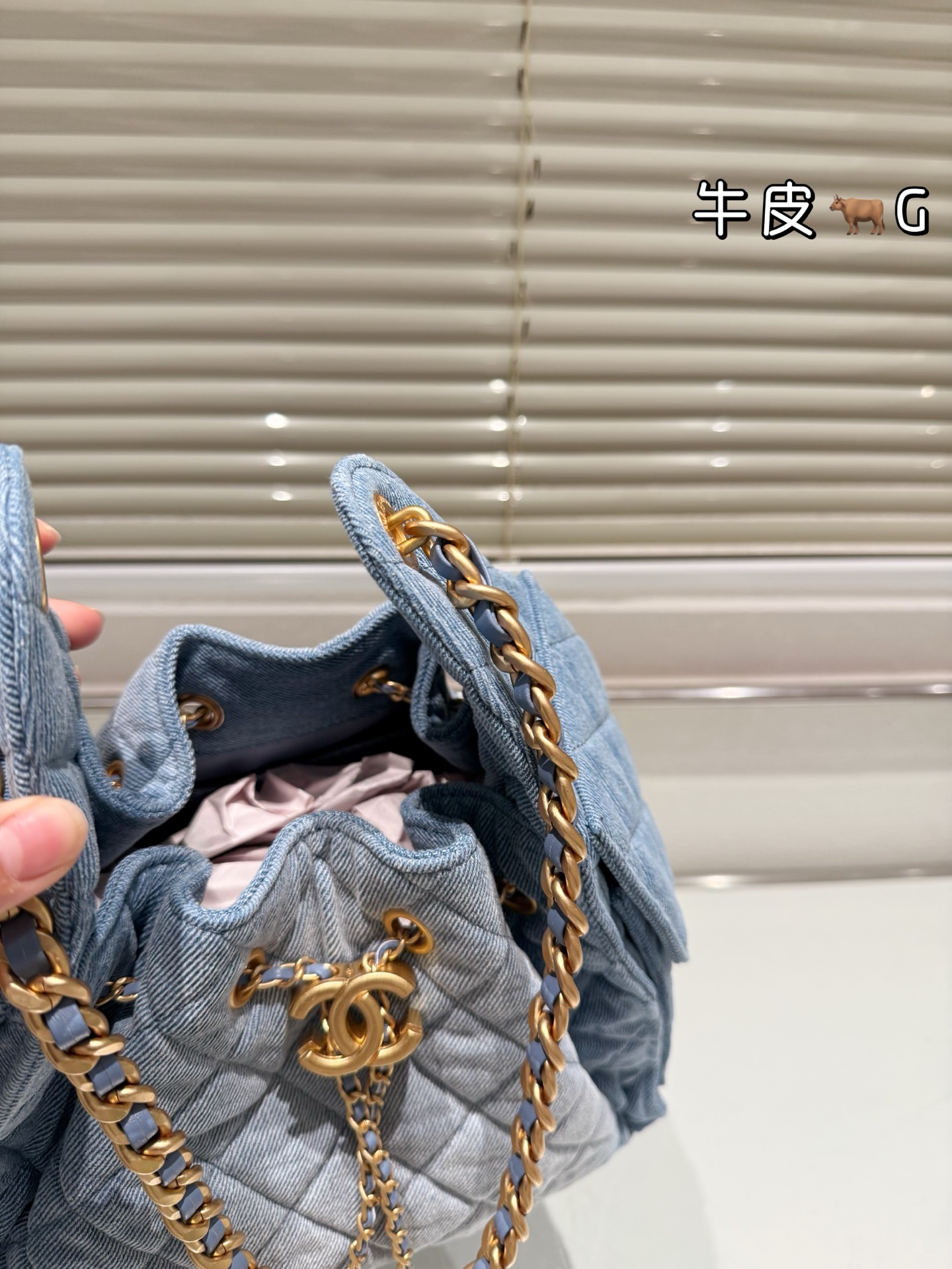 Chanel 25s small light blue denim hobo bag