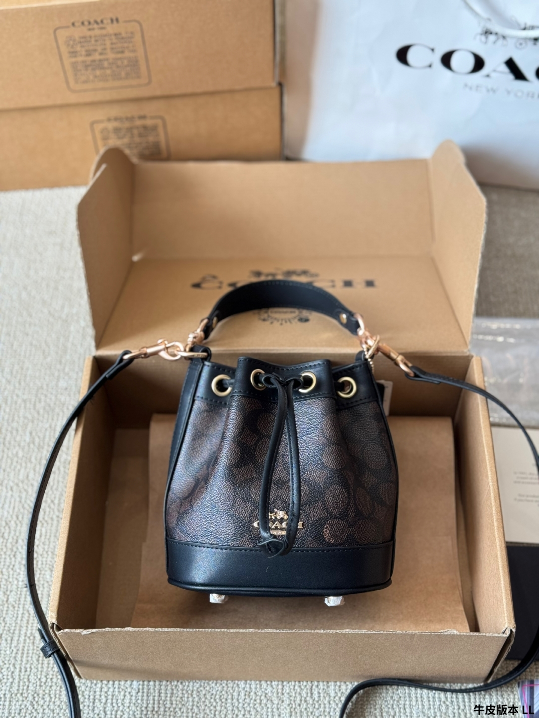 Cowhide version coach dempsey mini mini bucket bag new women's bag