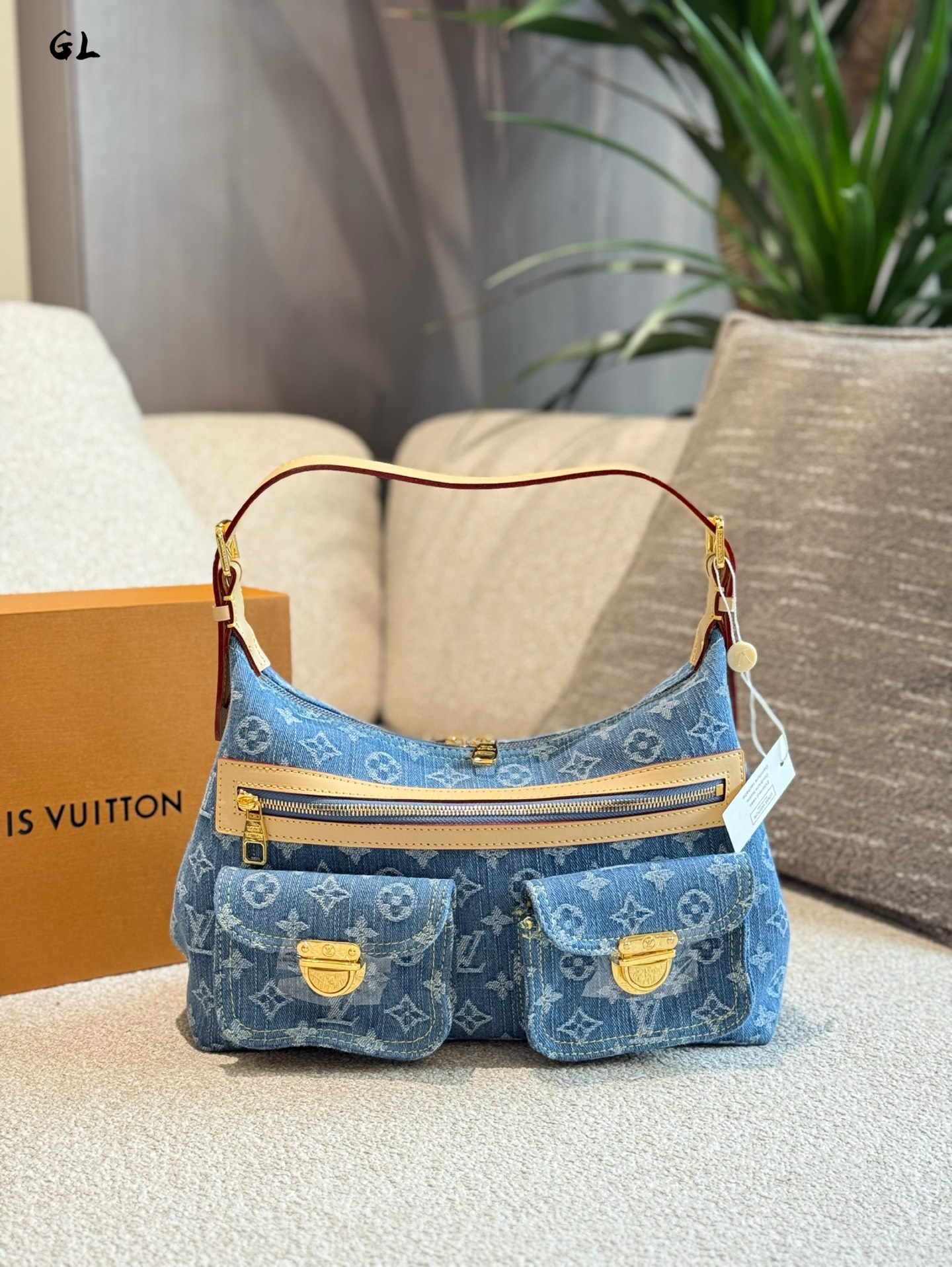 LV underarm bag blue vintage bag