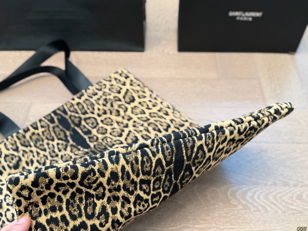 YSL leopard print tote bag