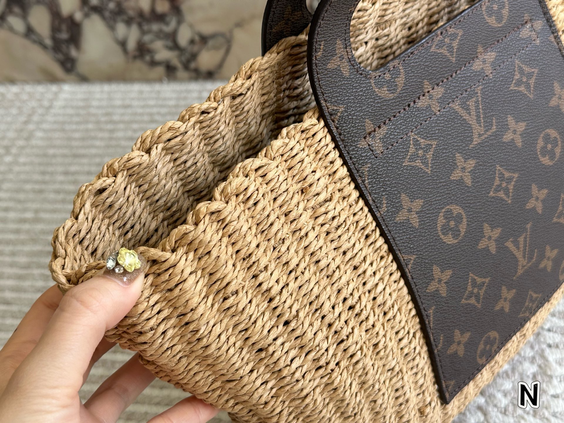 LV straw woven bag hand crossbody casual
