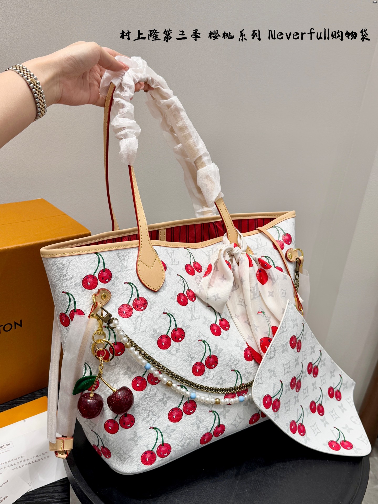 LV Cherry Neverfull shopping bag