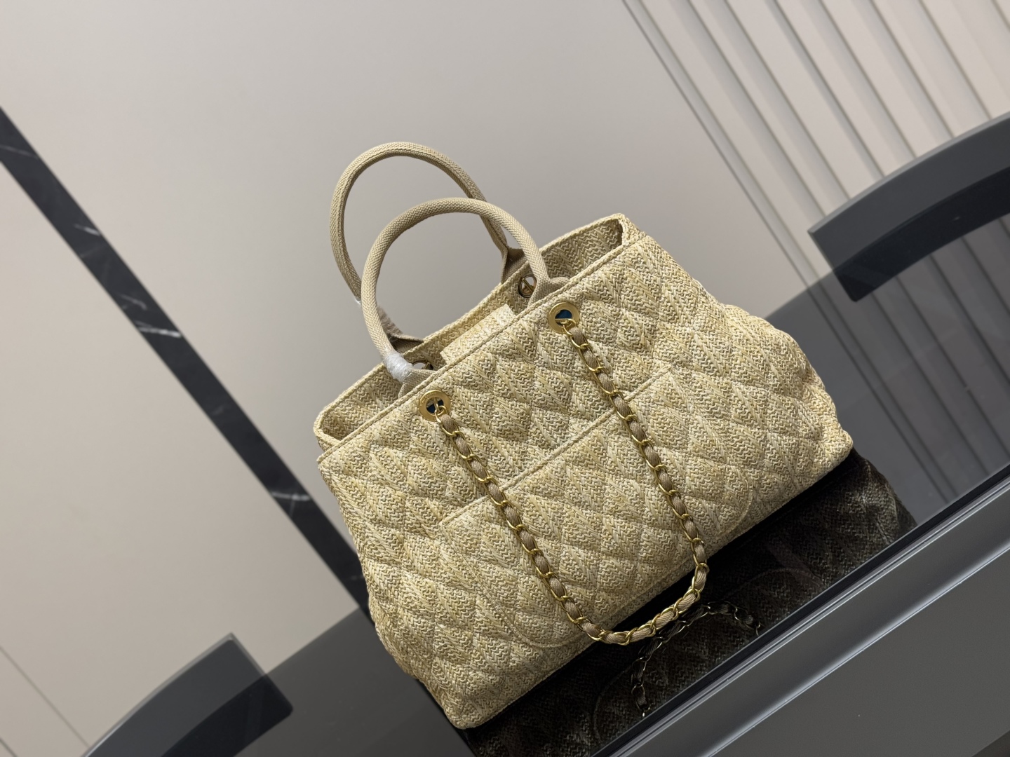 Chanel straw shopping bag