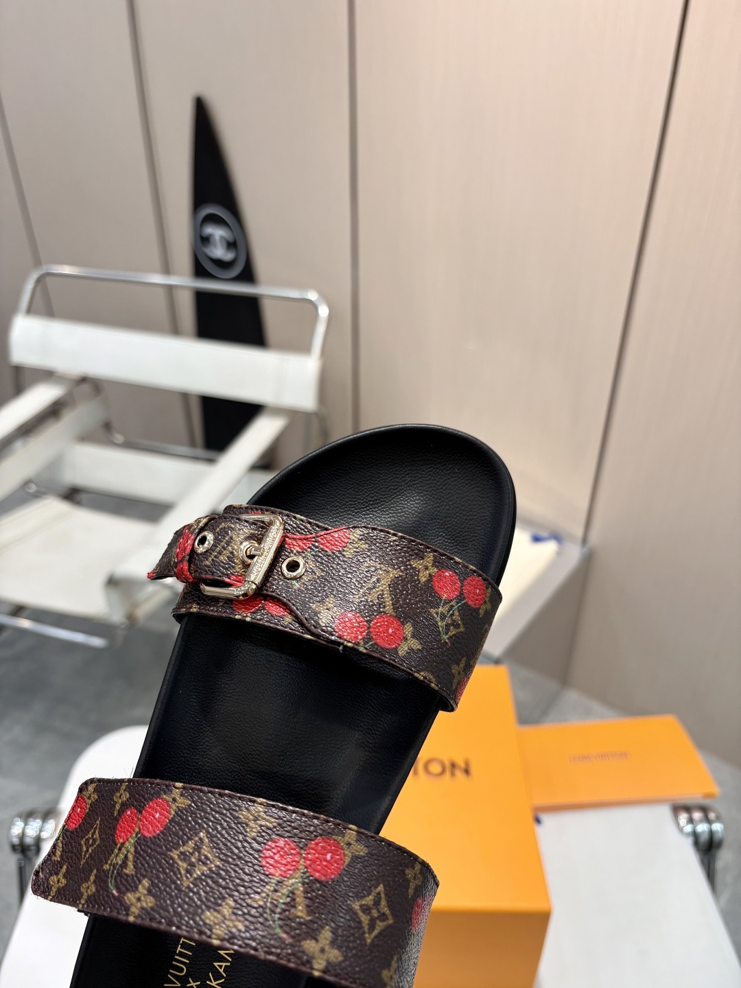 LV cherry slippers