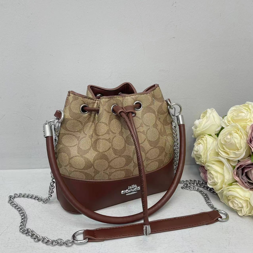 Coach Drawstring Bucket Bag Presbyopia Mini Handle Shoulder Crossbody Bag