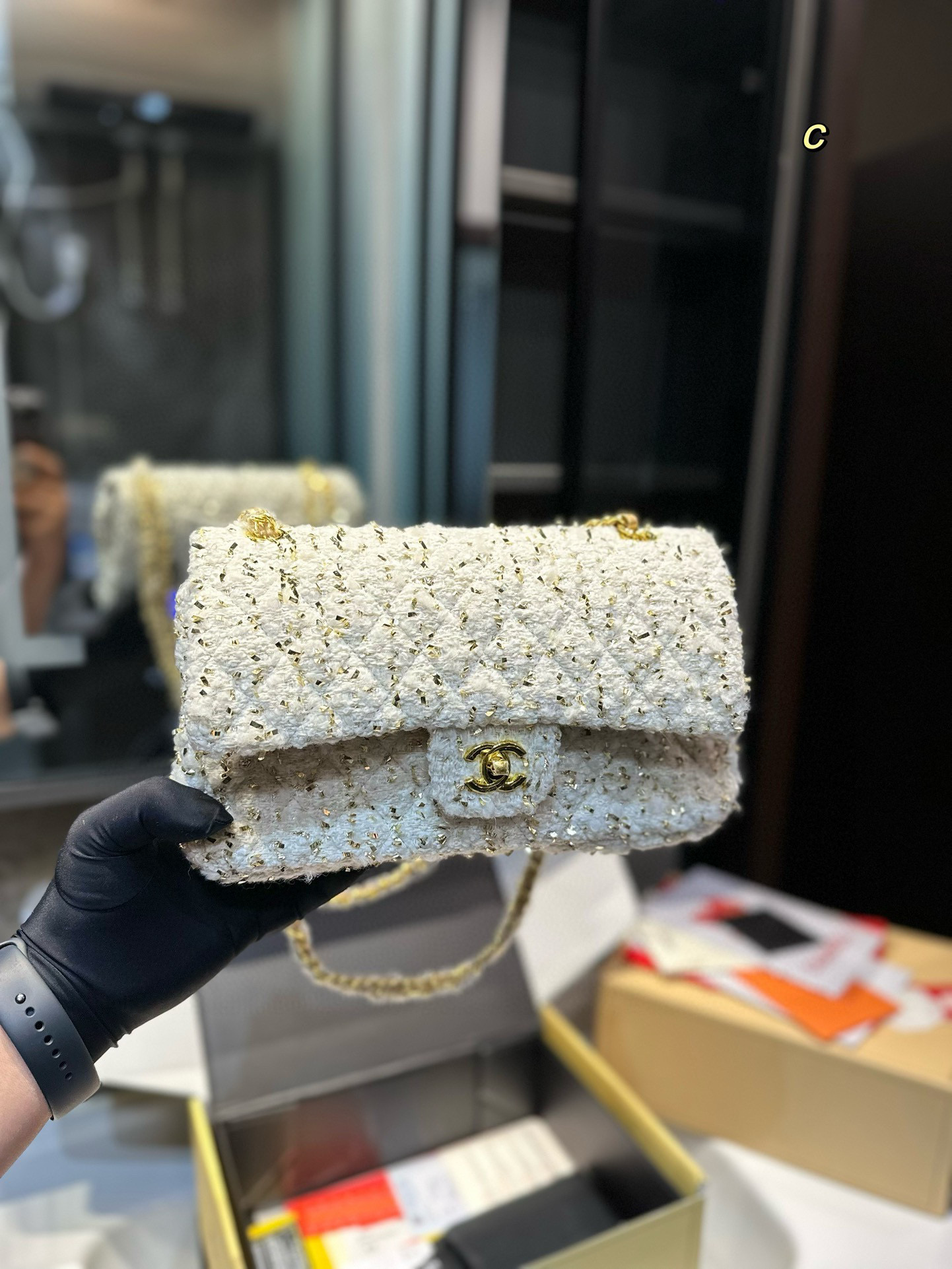 Chanel woolen CF bag