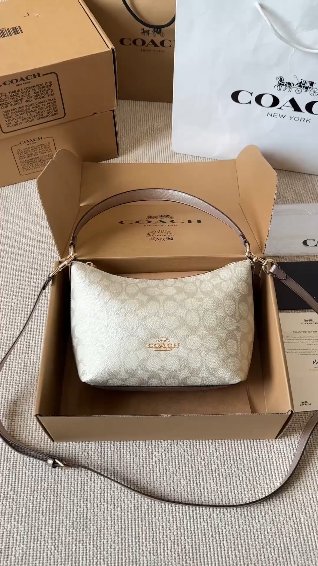 Coach new zip top armpit crossbody bag for women