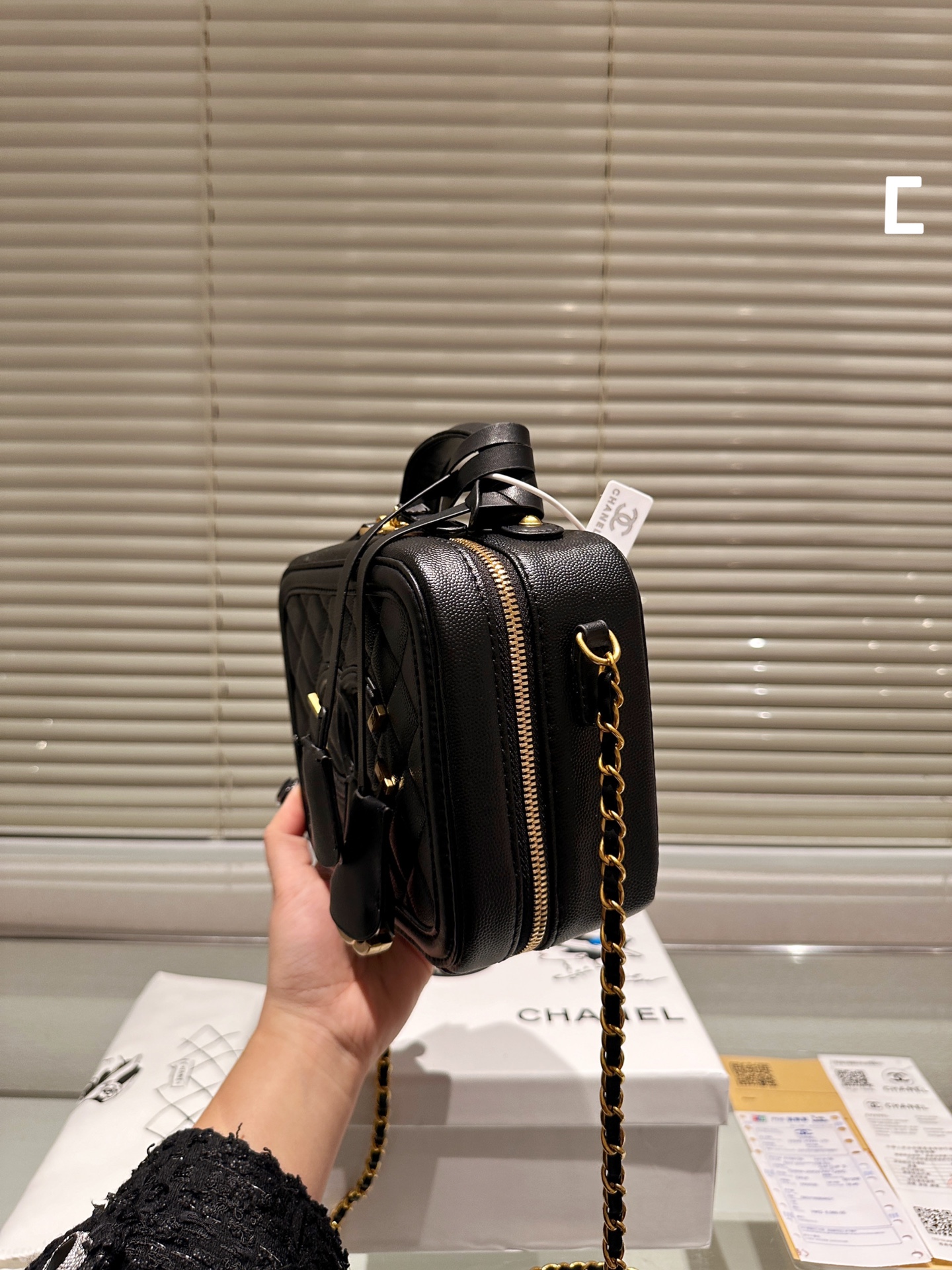 Chanel box cosmetic bag