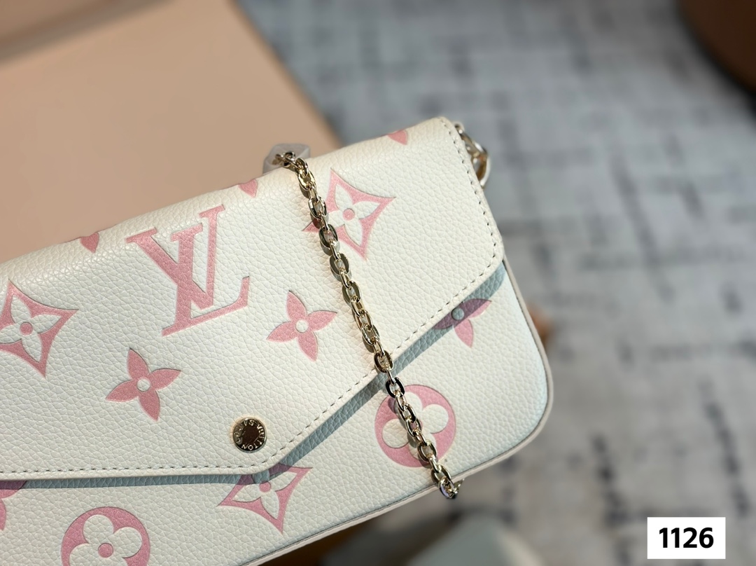 LV metal chain bag three-piece set