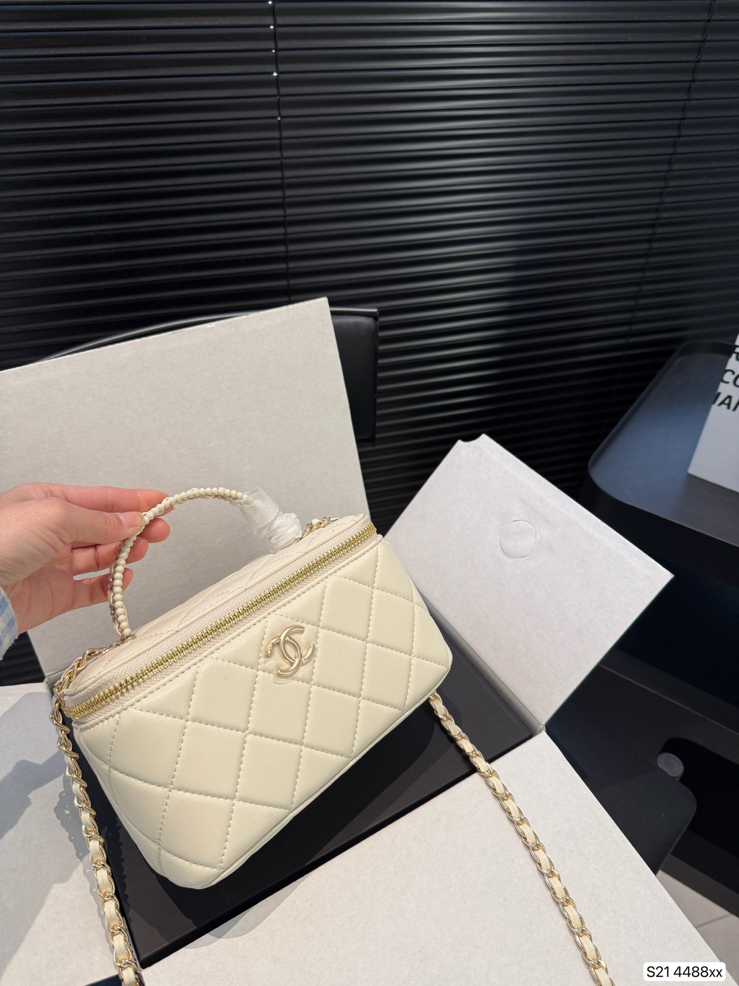 Chanel box cosmetic bag