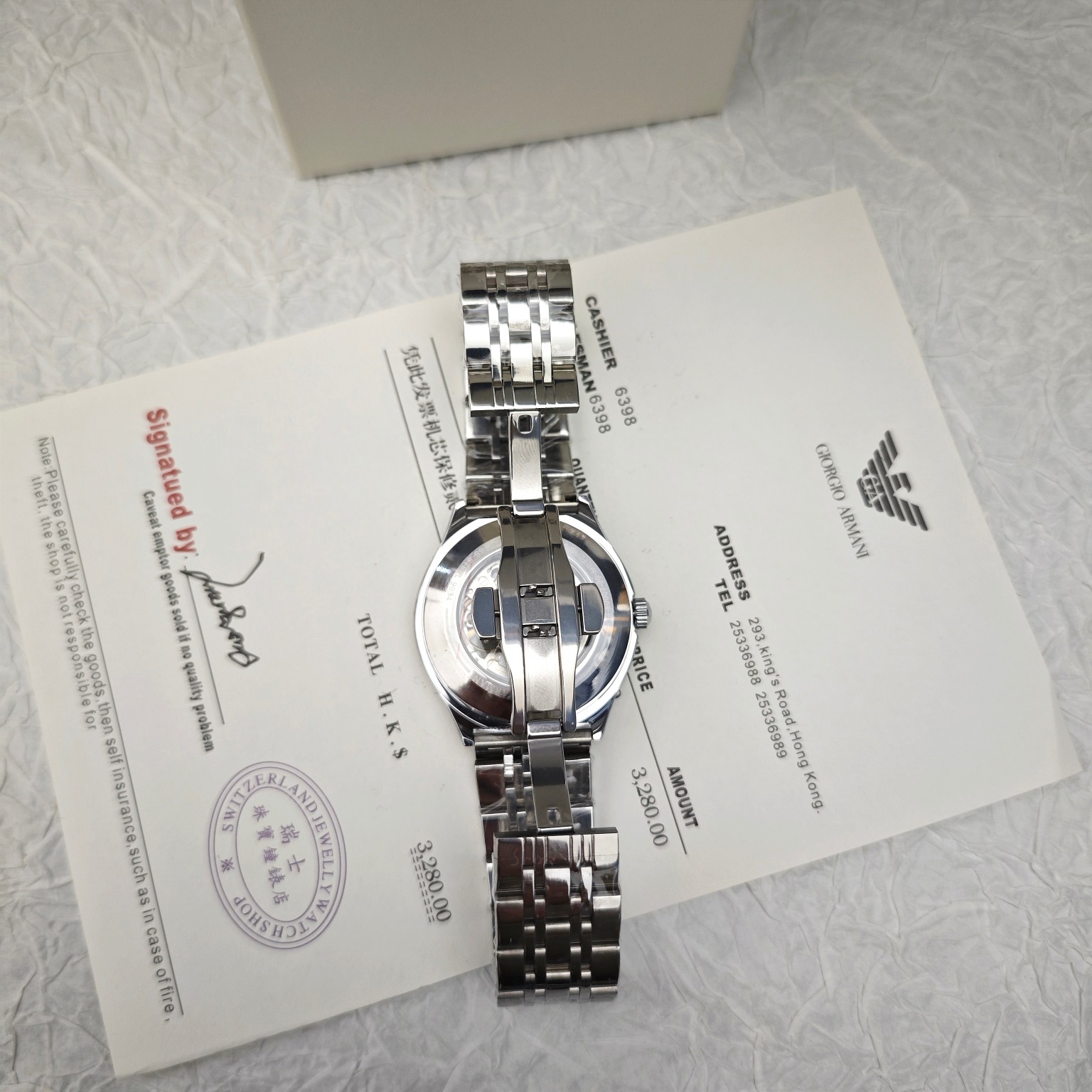 Armani flywheel hollow automatic mechanical watch