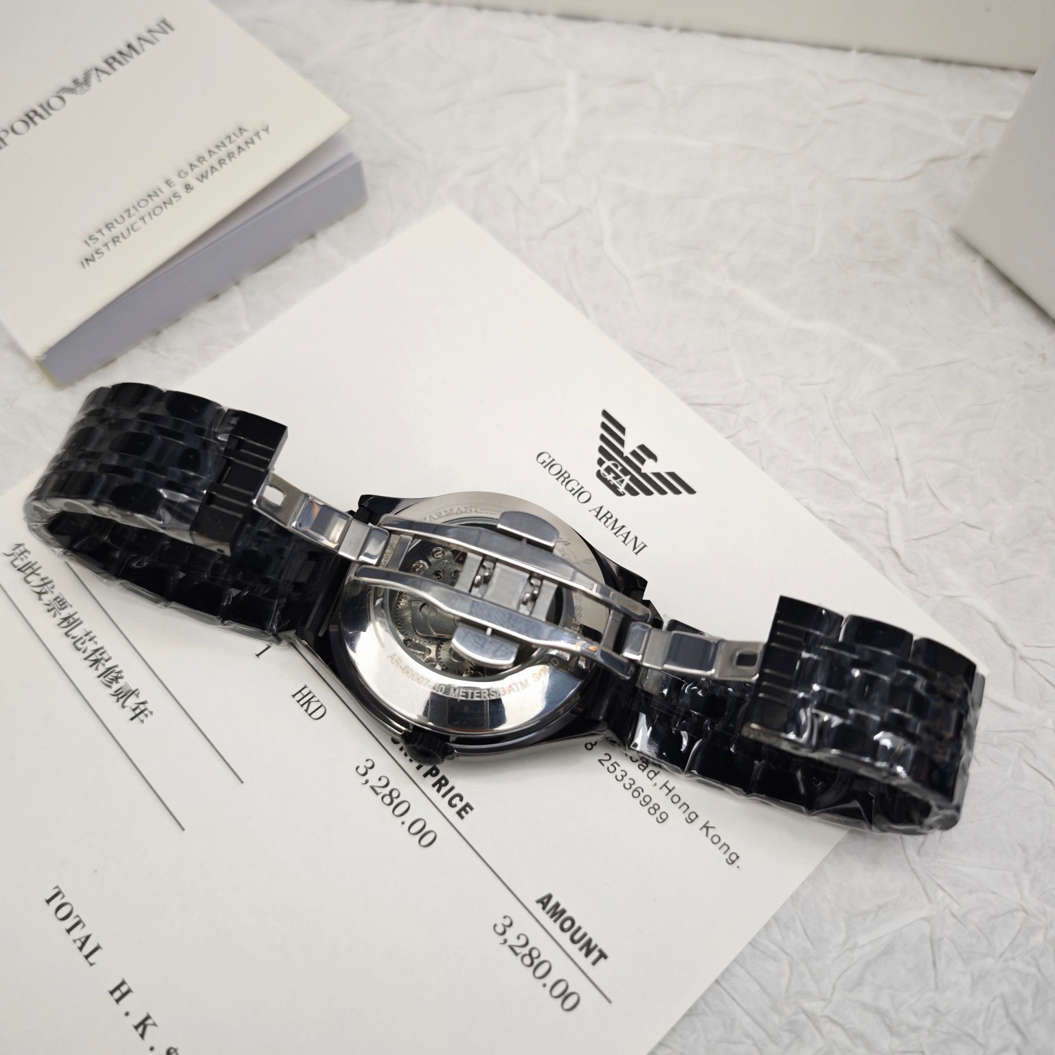 Armani flywheel hollow automatic mechanical watch