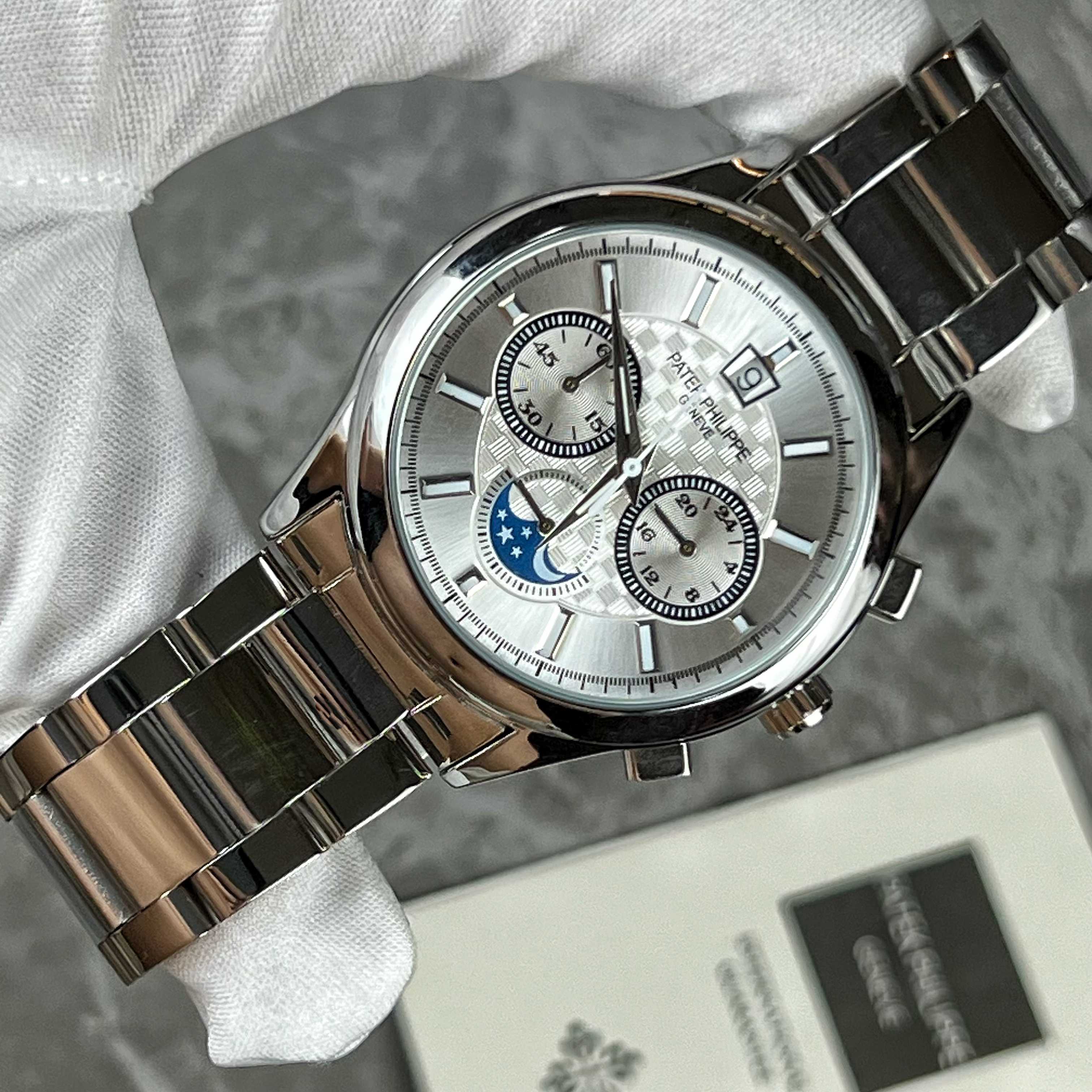 Patek Philippe Luminous Three Eyes Quartz Men's Watch